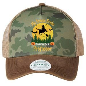 My Broom Broke So Now I Am A Professor Gift Funny Halloween Gift Legacy Tie Dye Trucker Hat