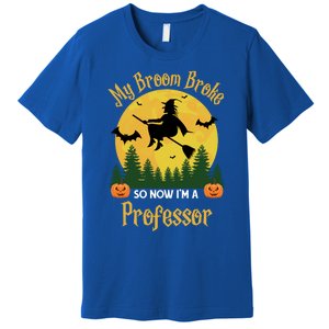 My Broom Broke So Now I Am A Professor Gift Funny Halloween Gift Premium T-Shirt