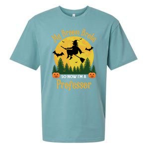 My Broom Broke So Now I Am A Professor Gift Funny Halloween Gift Sueded Cloud Jersey T-Shirt