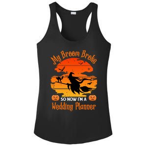 My Broom Broke So Now I Am A Wedding Planner Funny Halloween Cute Gift Ladies PosiCharge Competitor Racerback Tank