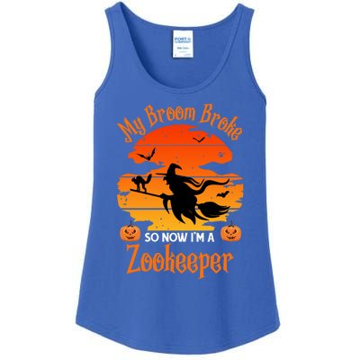 My Broom Broke So Now I Am A Zookeeper Gift Funny Halloween Gift Ladies Essential Tank