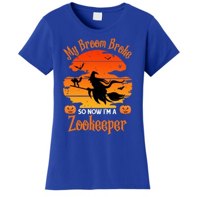 My Broom Broke So Now I Am A Zookeeper Gift Funny Halloween Gift Women's T-Shirt