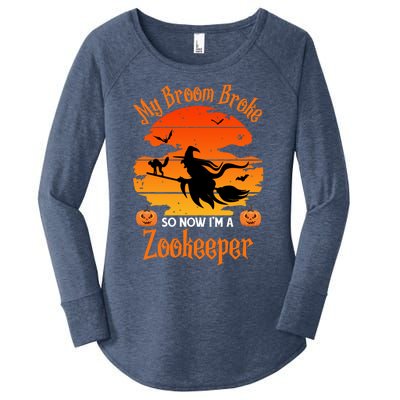 My Broom Broke So Now I Am A Zookeeper Gift Funny Halloween Gift Women's Perfect Tri Tunic Long Sleeve Shirt