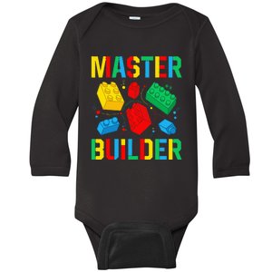 Master Builder Building Blocks Brick Toy Master Builder Baby Long Sleeve Bodysuit