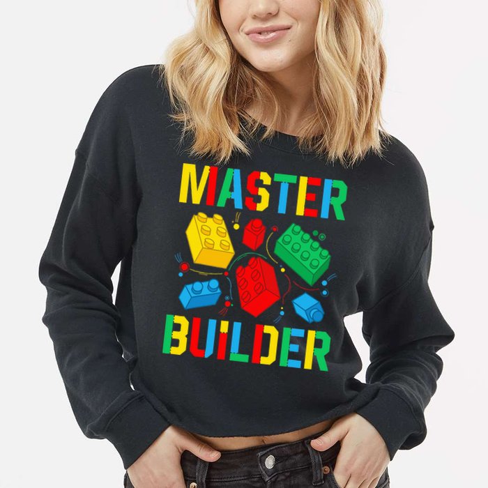 Master Builder Building Blocks Brick Toy Master Builder Cropped Pullover Crew