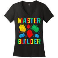 Master Builder Building Blocks Brick Toy Master Builder Women's V-Neck T-Shirt