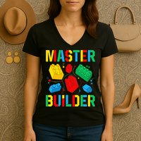 Master Builder Building Blocks Brick Toy Master Builder Women's V-Neck T-Shirt