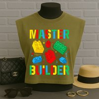 Master Builder Building Blocks Brick Toy Master Builder Garment-Dyed Women's Muscle Tee