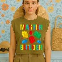 Master Builder Building Blocks Brick Toy Master Builder Garment-Dyed Women's Muscle Tee