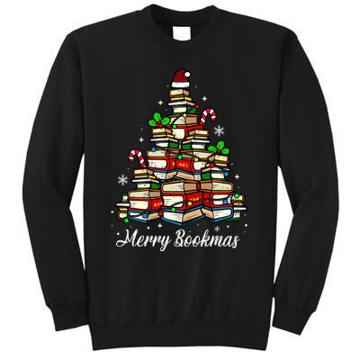 Merry Bookmas Books Christmas Tree Book Lover Santa Hat Xmas Sweatshirt