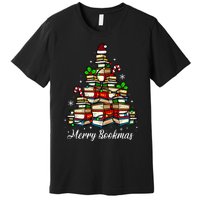 Merry Bookmas Books Christmas Tree Book Lover Santa Hat Xmas Premium T-Shirt