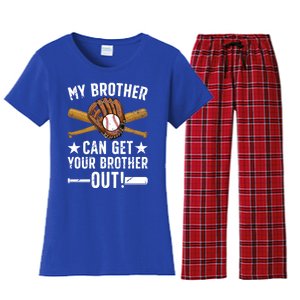 My Brother Baseball Brother Baseball PlayerS Brother Gift Women's Flannel Pajama Set