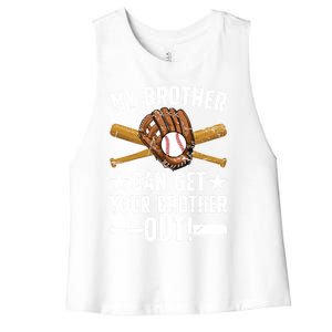 My Brother Baseball Brother Baseball PlayerS Brother Gift Women's Racerback Cropped Tank