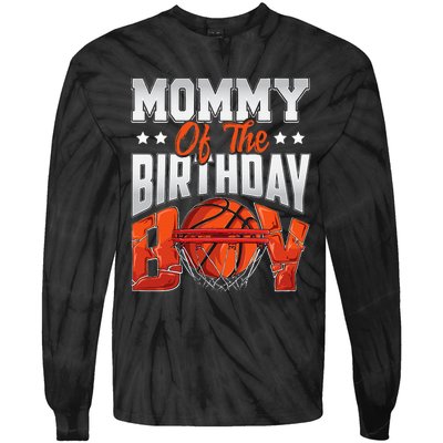 Mommy Basketball Birthday Family Baller Bday Party Tie-Dye Long Sleeve Shirt