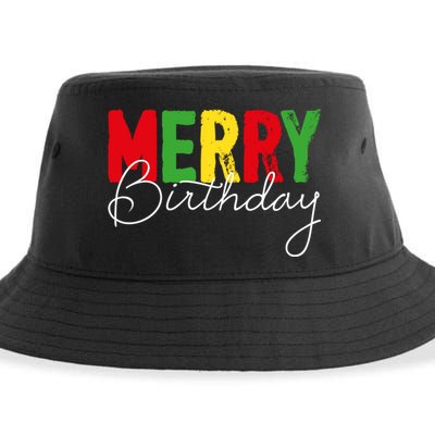Merry Birthday Born On Christmas Day Cool Gift Sustainable Bucket Hat