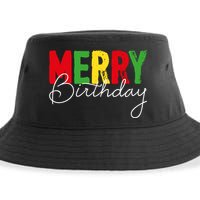 Merry Birthday Born On Christmas Day Cool Gift Sustainable Bucket Hat