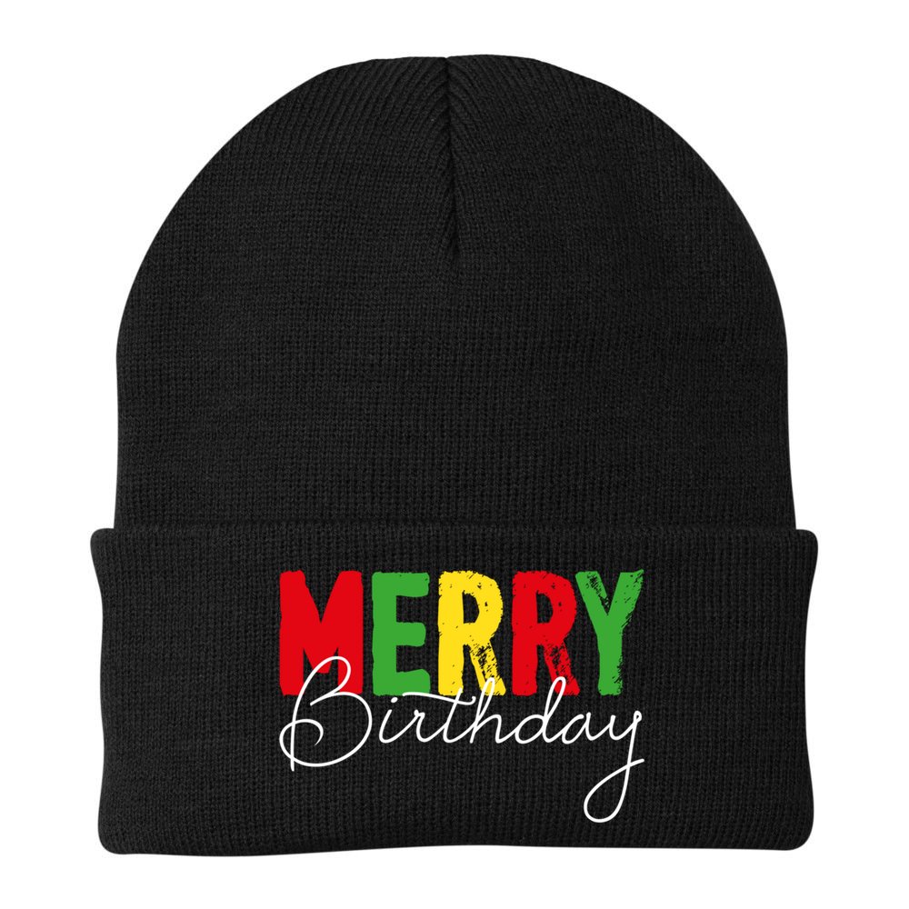 Merry Birthday Born On Christmas Day Cool Gift Beanie