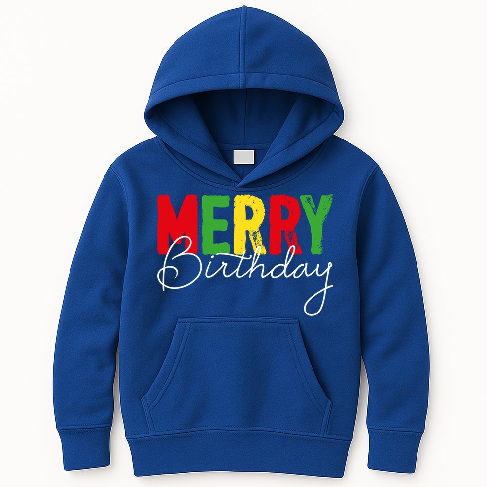 Merry Birthday Born On Christmas Day Cool Gift Kids Hoodie