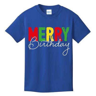 Merry Birthday Born On Christmas Day Cool Gift Kids T-Shirt