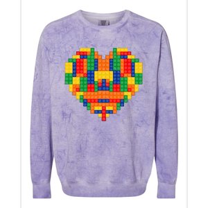 Master Builder Block Brick Building Heart Valentines Day Colorblast Crewneck Sweatshirt