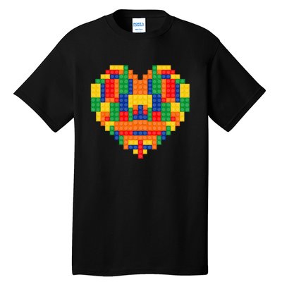 Master Builder Block Brick Building Heart Valentines Day Tall T-Shirt