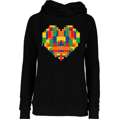 Master Builder Block Brick Building Heart Valentines Day Womens Funnel Neck Pullover Hood