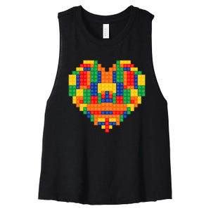 Master Builder Block Brick Building Heart Valentines Day Women's Racerback Cropped Tank