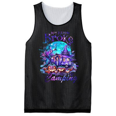 My Broom Broke So Now I Go Camping Halloween Family Lover Mesh Reversible Basketball Jersey Tank