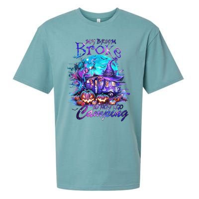 My Broom Broke So Now I Go Camping Halloween Family Lover Sueded Cloud Jersey T-Shirt