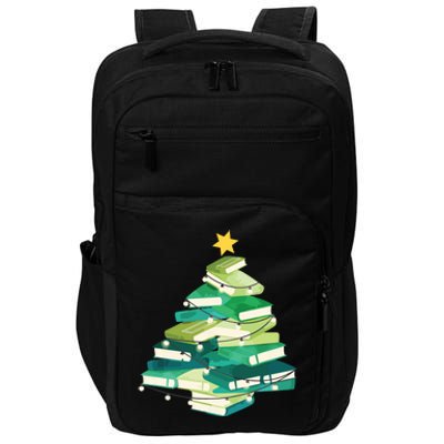 Merry Bookmas Books Pine Tree Funny Reading Lover Christmas Impact Tech Backpack