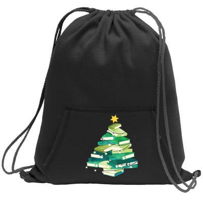 Merry Bookmas Books Pine Tree Funny Reading Lover Christmas Sweatshirt Cinch Pack Bag