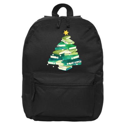 Merry Bookmas Books Pine Tree Funny Reading Lover Christmas 16 in Basic Backpack