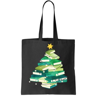 Merry Bookmas Books Pine Tree Funny Reading Lover Christmas Tote Bag