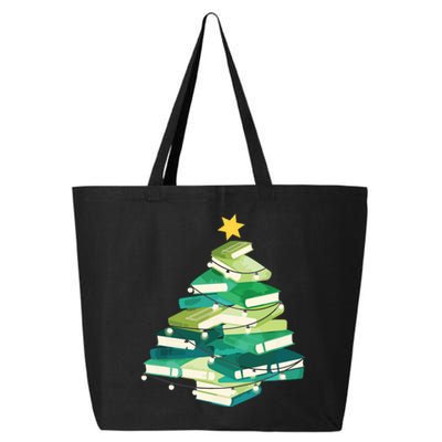 Merry Bookmas Books Pine Tree Funny Reading Lover Christmas 25L Jumbo Tote