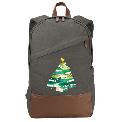 Merry Bookmas Books Pine Tree Funny Reading Lover Christmas Cotton Canvas Backpack