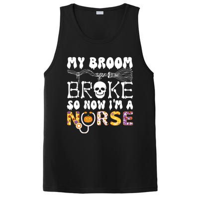 My Broom Broke So Now Im A Nurse Halloween Nurse Groovy Rn Gift PosiCharge Competitor Tank