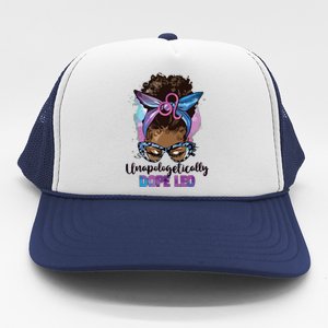 Messy Bun Black Women Unapologetically Dope Leo Apparel Trucker Hat