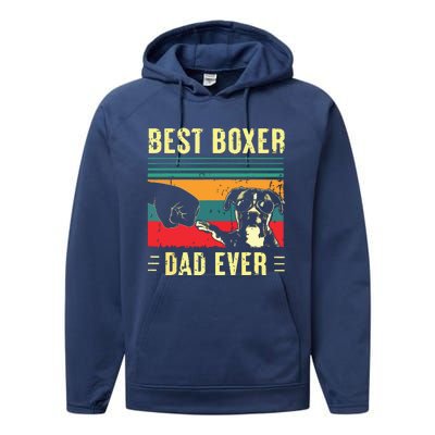 Men Best Boxer Dad Ever Funny Boxer Dog Dad Fathers Day Performance Fleece Hoodie