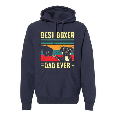 Men Best Boxer Dad Ever Funny Boxer Dog Dad Fathers Day Premium Hoodie