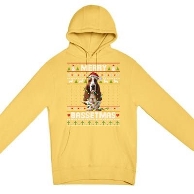 Merry Bassetmas Basset Hound Ugly Christmas Sweater Dog Dad Gift Premium Pullover Hoodie