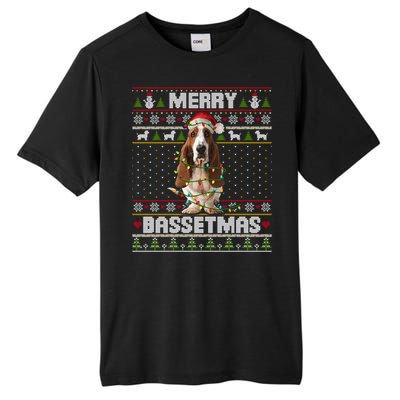 Merry Bassetmas Basset Hound Ugly Christmas Sweater Dog Dad Gift Tall Fusion ChromaSoft Performance T-Shirt