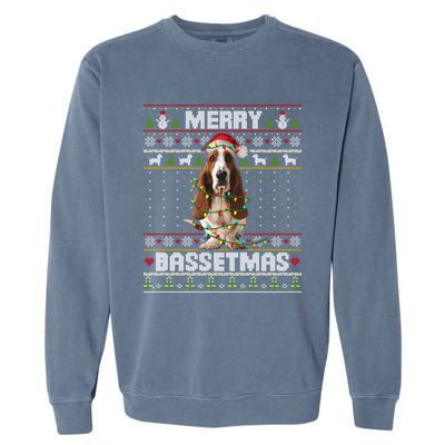 Merry Bassetmas Basset Hound Ugly Christmas Sweater Dog Dad Gift Garment-Dyed Sweatshirt