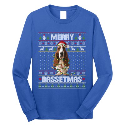 Merry Bassetmas Basset Hound Ugly Christmas Sweater Dog Dad Gift Long Sleeve Shirt