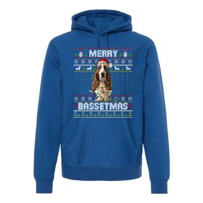 Merry Bassetmas Basset Hound Ugly Christmas Sweater Dog Dad Gift Premium Hoodie