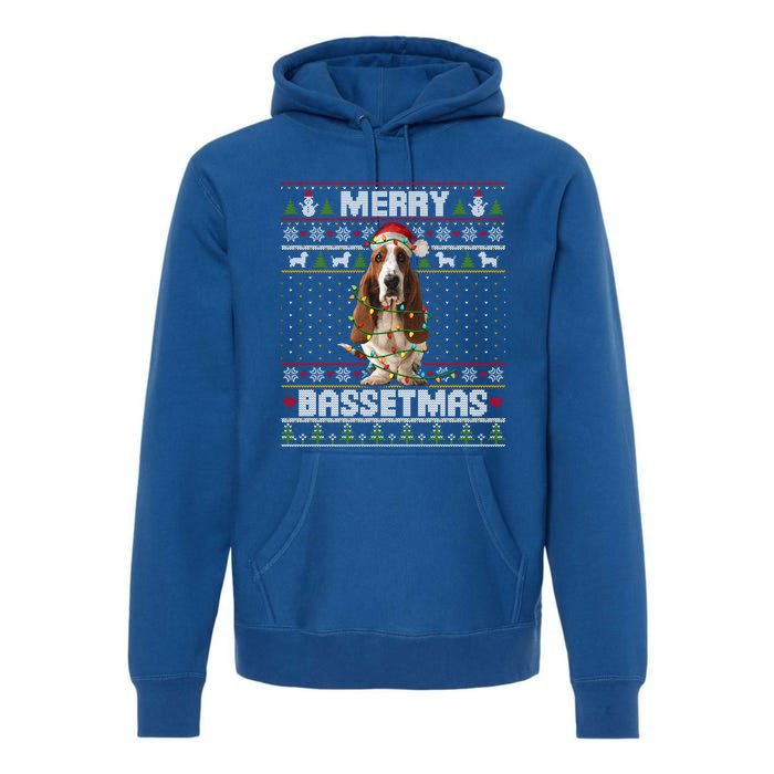 Merry Bassetmas Basset Hound Ugly Christmas Sweater Dog Dad Gift Premium Hoodie