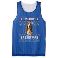 Merry Bassetmas Basset Hound Ugly Christmas Sweater Dog Dad Gift Mesh Reversible Basketball Jersey Tank