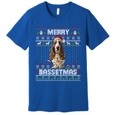 Merry Bassetmas Basset Hound Ugly Christmas Sweater Dog Dad Gift Premium T-Shirt