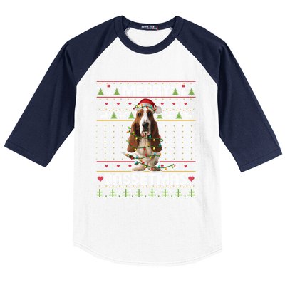 Merry Bassetmas Basset Hound Ugly Christmas Sweater Dog Dad Gift Baseball Sleeve Shirt