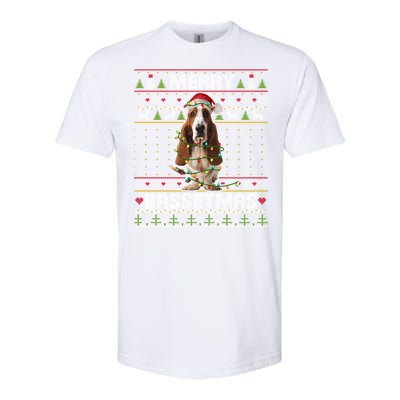 Merry Bassetmas Basset Hound Ugly Christmas Sweater Dog Dad Gift Softstyle CVC T-Shirt