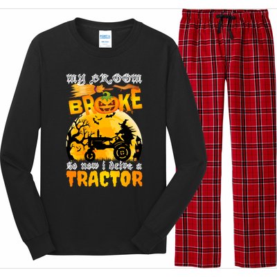 My Broom Broke So Now I Drive A Tractor Halloween Farmer Meaningful Gift Long Sleeve Pajama Set